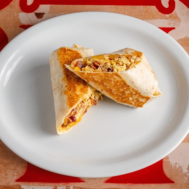 Bacon, Ham, or Sausage with Eggs & Cheese Burrito.